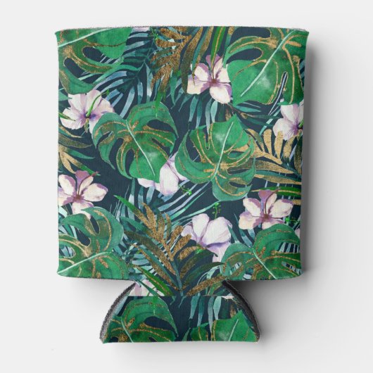 Tropical Green Lilac Gold Monster Blätter Bläserne Dosenkühler (Vorderseite)