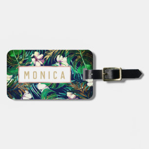 Tropical Green Lilac Gold Monster Blätter Bläserne Gepäckanhänger