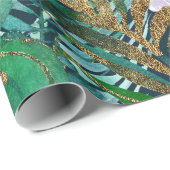 Tropical Green Lilac Gold Monster Blätter Bläserne Geschenkpapier (Rolleneckpunkt)