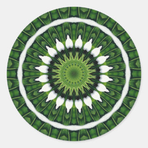 Tropical Green Mandala Runder Aufkleber