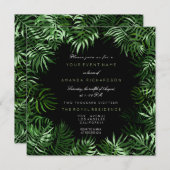 Tropical Green Mint Black Palm Leafen Rahmen Fern Einladung (Vorne/Hinten)