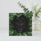 Tropical Green Mint Black Palm Leafen Rahmen Fern Einladung (Stehend Vorderseite)