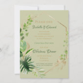 Tropical Green mit Gold Blätter Weihnachtsabend Einladung (Vorderseite)