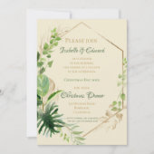 Tropical Green mit Gold Blätter Weihnachtsabend Einladung (Vorderseite)