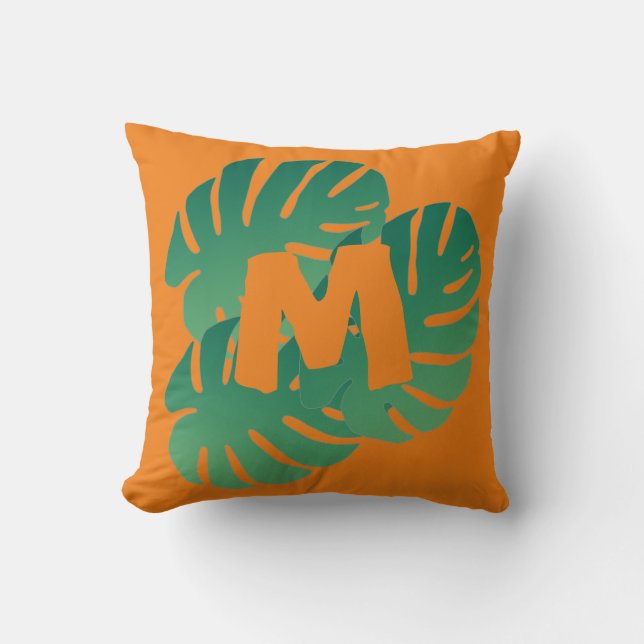 Tropical Green Monstera Blätter Kissen (Vorderseite)