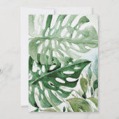 Tropical Green Monstera Blätter Wasserfarbenhochze Einladung (Rückseite)