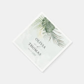 Tropical Green Monstera Coastal Wedding Serviette (Ecke)
