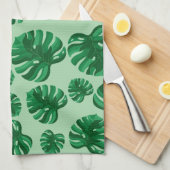 Tropical Green Monstera Palm Blätter Geschirrtuch (Viertel Falte)