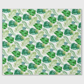 Tropical Green Monstera Palm Blätter Jungle Safari Geschenkpapier (Flach)