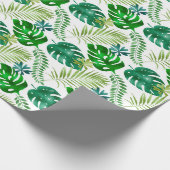 Tropical Green Monstera Palm Blätter Jungle Safari Geschenkpapier (Ecke)