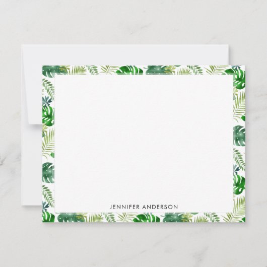 Tropical Green Monstera Palm Blätter Safari Dschun Mitteilungskarte (Vorderseite)