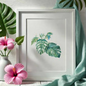 Tropical Green Monstera Palm Leaf Wasserfarbe Poster