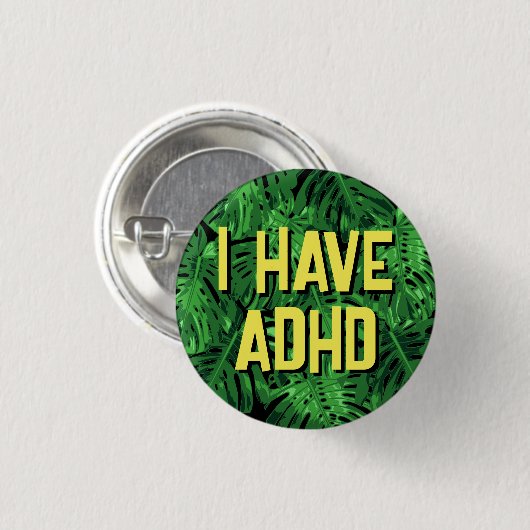 Tropical Green Palm Blätter ADHD Button (Vorne & Hinten)