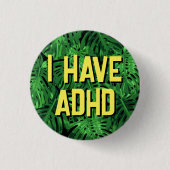 Tropical Green Palm Blätter ADHD Button (Vorderseite)