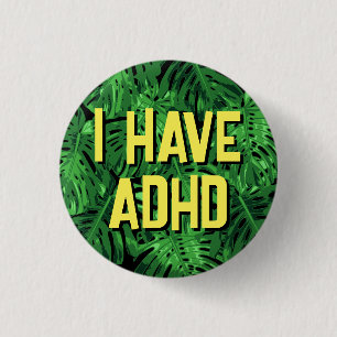 Tropical Green Palm Blätter ADHD Button