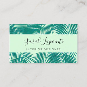 Tropical Green Palm Blätter Elegantes Design auf M Visitenkarte