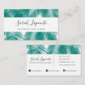 Tropical Green Palm Blätter Elegantes Design Visitenkarte (Vorne/Hinten)
