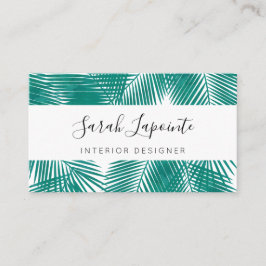 Tropical Green Palm Blätter Elegantes Design Visitenkarte