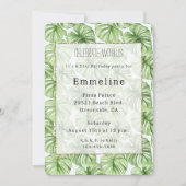 Tropical Green Palm Blätter Geburtstag Einladung (Vorderseite)