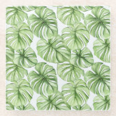 Tropical Green Palm Blätter Glasuntersetzer (Vorderseite)