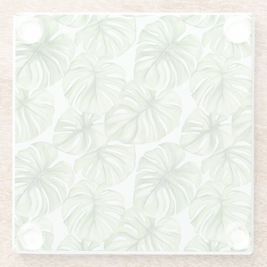 Tropical Green Palm Blätter Glasuntersetzer (Rückseite)