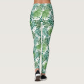 Tropical Green Palm Blätter Muster Leggings (Rückseite)