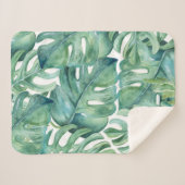 Tropical Green Palm Blätter Pflanze Sherpadecke (Vorderseite (Horizontal))