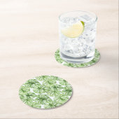 Tropical Green Palm Blätter Runder Pappuntersetzer (Vor Ort)