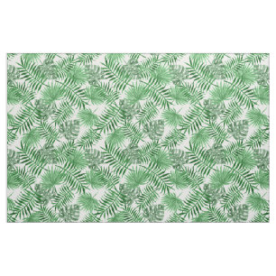 Tropical Green Palm Blätter Sommermuster Stoff