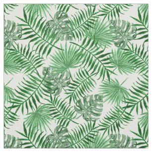 Tropical Green Palm Blätter Sommermuster Stoff