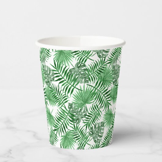 Tropical Green Palm Blätter Summer Art Pattern Pappbecher (Links)