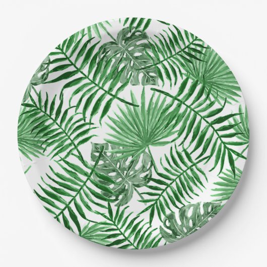 Tropical Green Palm Blätter Summer Art Pattern Pappteller (Vorderseite)