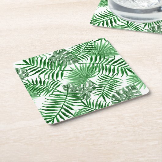 Tropical Green Palm Blätter Summer Art Pattern Rechteckiger Pappuntersetzer (angewinkelt)