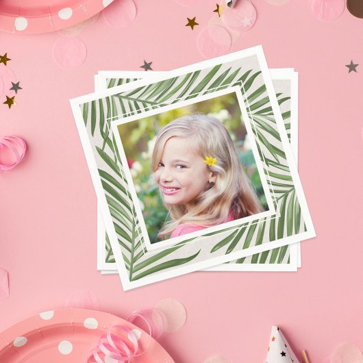 Tropical Green Palm Blätter Summer Foto Serviette