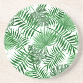 Tropical Green Palm Blätter Summer Watercolor Art Sandstein Untersetzer (Vorne)