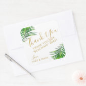 Tropical Green Palm Blätter Vielen Dank Quadratischer Aufkleber (Umschlag)