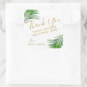 Tropical Green Palm Blätter Vielen Dank Quadratischer Aufkleber (Tasche)