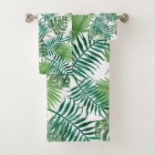 Tropical Green Palm Blätter Wasserfarben Kunst Badhandtuch Set (Insitu)