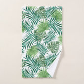 Tropical Green Palm Blätter Wasserfarben Kunst Badhandtuch Set (Handtuch)