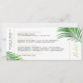 Tropical Green Palm Boarding Pass Rett Date Card Ankündigung (Rückseite)