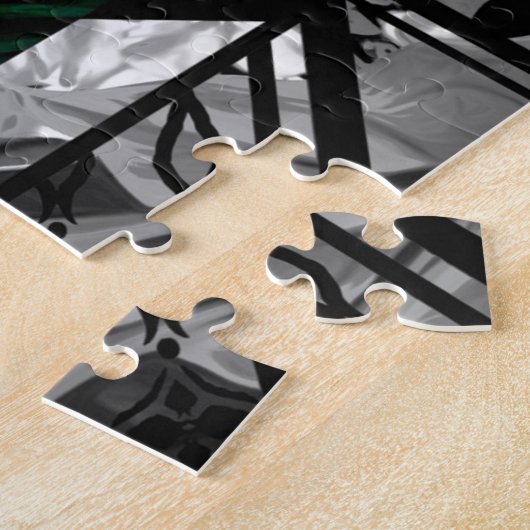 Tropical Green Palm Frond Yellow Rechteck Pattern Puzzle (Seite)