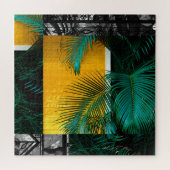 Tropical Green Palm Frond Yellow Rechteck Pattern Puzzle (Horizontal)