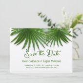 Tropical Green Palm Fronds Save the Date (Stehend Vorderseite)