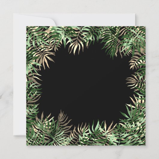 Tropical Green Palm Leaf Fern Wald Grüne Einladung (Rückseite)