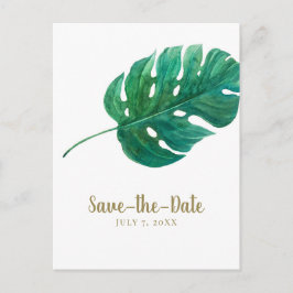 Tropical Green Palm Leaf Hawaiian Save the Date Ankündigungspostkarte