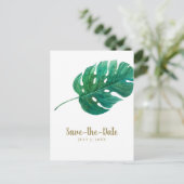 Tropical Green Palm Leaf Hawaiian Save the Date Ankündigungspostkarte (Stehend Vorderseite)