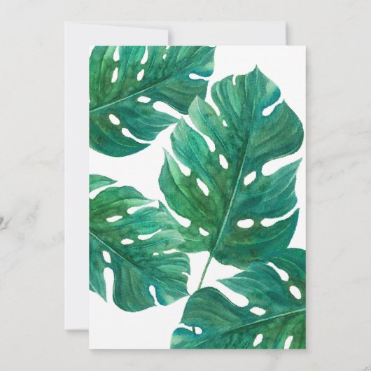 Tropical Green Palm Leaf Hawaiian Summer Wedding Einladung (Rückseite)