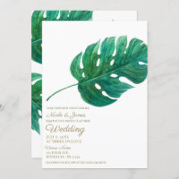 Tropical Green Palm Leaf Hawaiian Summer Wedding