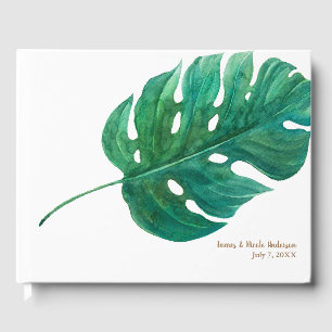 Tropical Green Palm Leaf Hawaiian Summer Wedding Gästebuch