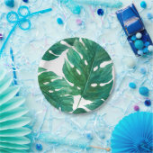 Tropical Green Palm Leaf Hawaiian Summer Wedding Pappteller (Party)